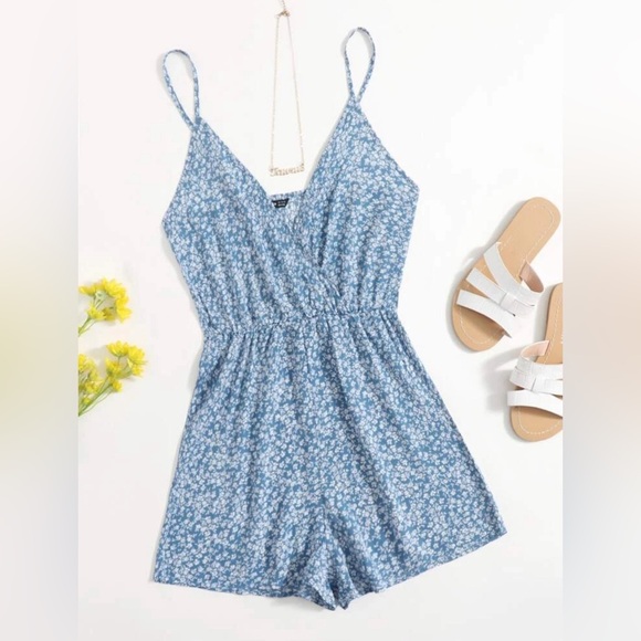 SHEIN Ditsy Floral Cami Romper - Picture 2 of 4